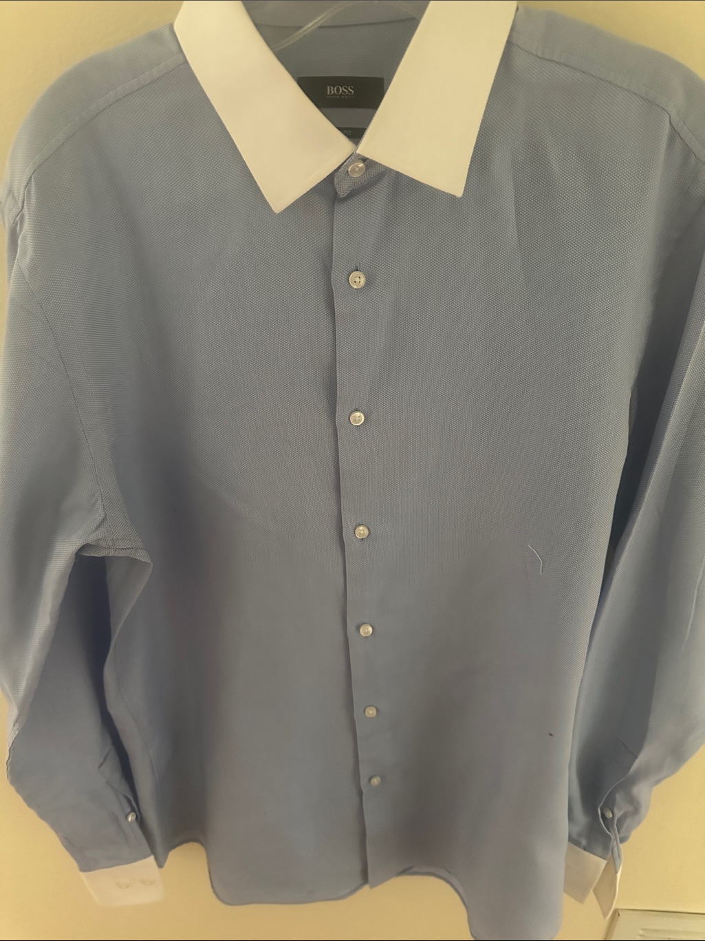 Boss Light Blue Dress Shirt With White Contrast Collar